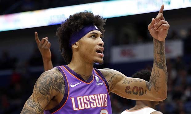 Phoenix Suns forward Kelly Oubre Jr. (3) reacts to a call during the second half of the teams NBA b...