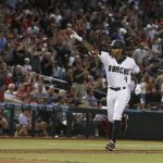 Arizona Diamondbacks shortstop Ketel Marte celebrates his home run against the Boston Red Sox during the fourth inning of a baseball game Friday, April 5, 2019, in Phoenix. (AP Photo/Ross D. Franklin)