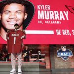 Oklahoma quarterback Kyler Murray shows off his new jersey after the Arizona Cardinals selected Murray in the first round at the NFL football draft, Thursday, April 25, 2019, in Nashville, Tenn. (AP Photo/Mark Humphrey)