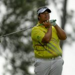 Kiradech Aphibarnrat, of Thailand, watches his shot on the fourth hole during the second round for the Masters golf tournament Friday, April 12, 2019, in Augusta, Ga. (AP Photo/Chris Carlson)