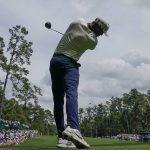 Brooks Koepka hits a drive on the 14th hole during the second round for the Masters golf tournament Friday, April 12, 2019, in Augusta, Ga. (AP Photo/David J. Phillip)