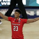 Texas Tech's Jarrett Culver (23) celebrates after defeating Michigan State 61-51 in the second half in the semifinals of the Final Four NCAA college basketball tournament, Saturday, April 6, 2019, in Minneapolis. (AP Photo/Matt York)