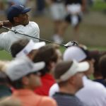 Tiger Woods hits a drive on the third hole during the second round for the Masters golf tournament Friday, April 12, 2019, in Augusta, Ga. (AP Photo/Matt Slocum)