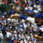 Chicago Cubs starting pitcher Tyler Chatwood (32) delivers during the first inning of a baseball game against the Arizona Diamondbacks Sunday, April 21, 2019, in Chicago. (AP Photo/Matt Marton)