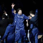 Dallas Mavericks' Dirk Nowitzki (41) is introduced for the team's NBA basketball game against the Phoenix Suns in Dallas, Tuesday, April 9, 2019. (AP Photo/Tony Gutierrez)