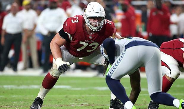 Offensive lineman John Wetzel #73 of the Arizona Cardinals during an NFL game against the Seattle S...