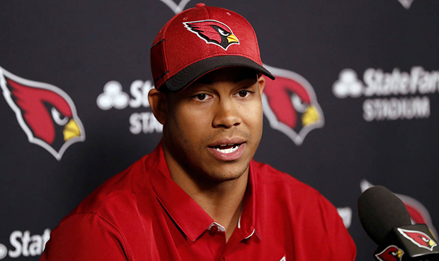 Arizona Cardinals' Jordan Hicks speaks after he was introduced at an NFL football news conference, ...
