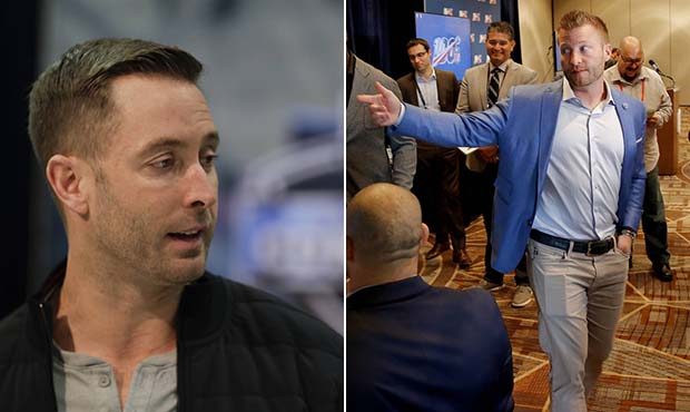 Cardinals head coach Kliff Kingsbury, left, and Rams head coach Sean McVay, right. (AP photos)...
