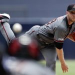 Arizona Diamondbacks starting pitcher Merrill Kelly works against a San Diego Padres batter during the first inning of a baseball game Wednesday, May 22, 2019, in San Diego. (AP Photo/Gregory Bull)