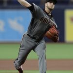 Arizona Diamondbacks' Merrill Kelly pitches to the Tampa Bay Rays during the first inning of a baseball game Monday, May 6, 2019, in St. Petersburg, Fla. (AP Photo/Chris O'Meara)