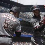 Arizona Diamondbacks' Ketel Marte, right, is congratulated by Eduardo Escobar after hitting a solo home run against the San Francisco Giants during the third inning of a baseball game in San Francisco, Saturday, May 25, 2019. (AP Photo/Jeff Chiu)