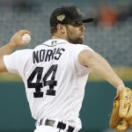 Detroit Tigers starting pitcher Daniel Norris throws during the second inning of a baseball game against the Oakland Athletics, Friday, May 17, 2019, in Detroit. (AP Photo/Carlos Osorio)