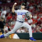 Los Angeles Dodgers relief pitcher Joe Kelly throws in the ninth inning of a baseball game against the Cincinnati Reds, Friday, May 17, 2019, in Cincinnati. (AP Photo/John Minchillo)