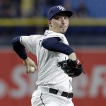 Tampa Bay Rays starting pitcher Blake Snell goes into his windup against the Arizona Diamondbacks during the first inning of a baseball game Monday, May 6, 2019, in St. Petersburg, Fla. (AP Photo/Chris O'Meara)