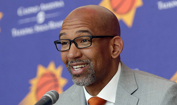 Phoenix Suns new NBA basketball head coach Monty Williams speaks at a news conference, Tuesday, May...