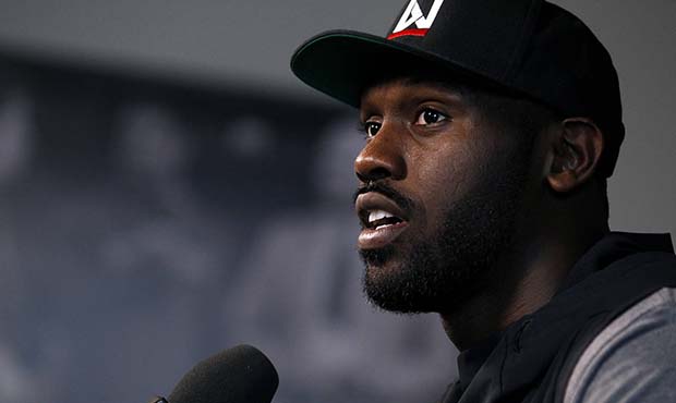 Arizona Cardinals linebacker Chandler Jones speaks to the media after taking part in the team's off...