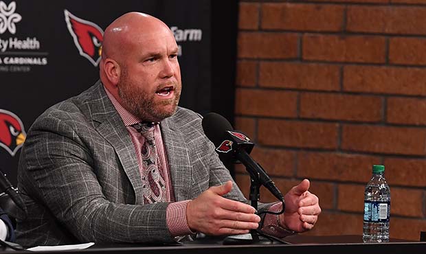 Arizona Cardinals general manager Steve Keim talks to the media during a press conference introduci...