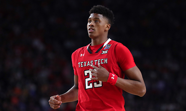 Jarrett Culver #23 of the Texas Tech Red Raiders reacts in the second half against the Michigan Sta...