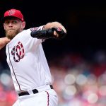 WASHINGTON, DC - JUNE 15: Stephen Strasburg #37 of the Washington Nationals pitches in the first inning against the Arizona Diamondbacks at Nationals Park on June 15, 2019 in Washington, DC. (Photo by Patrick McDermott/Getty Images)