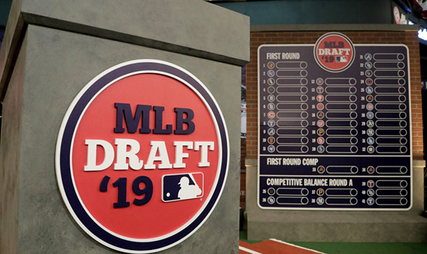 The rostrum is viewed at the MLB Network prior to the first round of the Major League Baseball draf...