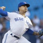 Toronto Blue Jays starting pitcher Marcus Stroman throws against the Arizona Diamondbacks in a baseball game Friday, June 7, 2019, in Toronto. (Fred Thornhill/The Canadian Press via AP)