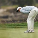 Brooks Koepka reacts after missing a birdie putt on the 18th hole during the final round of the U.S. Open Championship golf tournament Sunday, June 16, 2019, in Pebble Beach, Calif. (AP Photo/David J. Phillip)