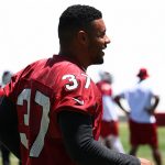 Arizona Cardinals running back D.J. Foster runs down the field during the team’s OTAs on Monday, June 3, 2019, in Tempe. (Tyler Drake/Arizona Sports)