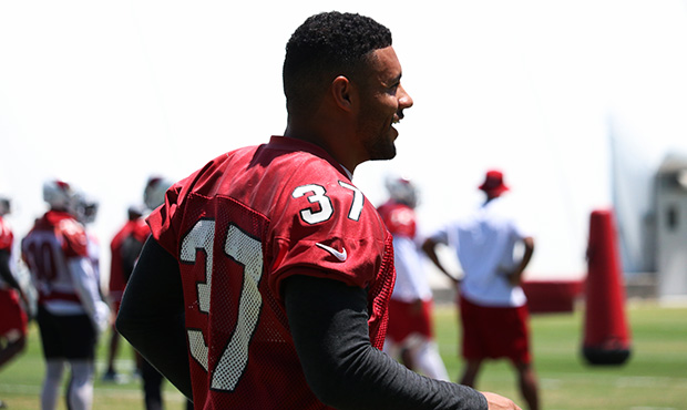 Arizona Cardinals running back D.J. Foster runs down the field during the team’s OTAs on Monday, ...