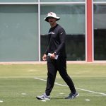 Arizona Cardinals head coach Kliff Kingsbury watches  drills during the team’s minicamp on Tuesday, June 11, in Tempe. (Tyler Drake/ArizonaSports)