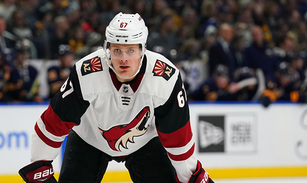 Lawson Crouse #67 of the Arizona Coyotes during the game against the Buffalo Sabres at the KeyBank ...