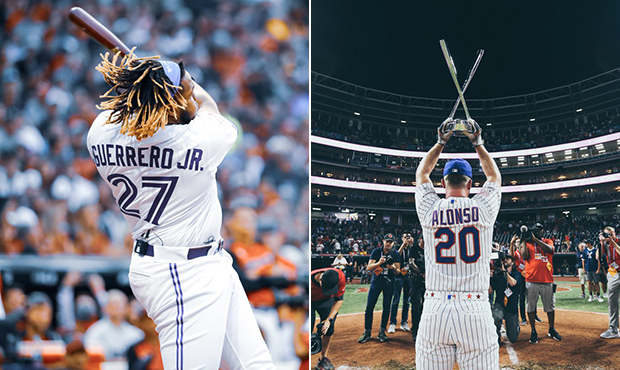Pete Alonso and Vlad Guerrero Jr at the 2019 Home Run Derby, now included in the MLB What-If Derby