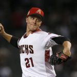 Arizona Diamondbacks starting pitcher Zack Greinke throws against the Colorado Rockies during the first inning of a baseball game Friday, July 5, 2019, in Phoenix. (AP Photo/Ross D. Franklin)