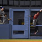 Arizona Diamondbacks left fielder Tim Locastro makes a catch on a ball hit by Los Angeles Dodgers' Enrique Hernandez during the sixth inning of a baseball game Wednesday, July 3, 2019, in Los Angeles. (AP Photo/Mark J. Terrill)
