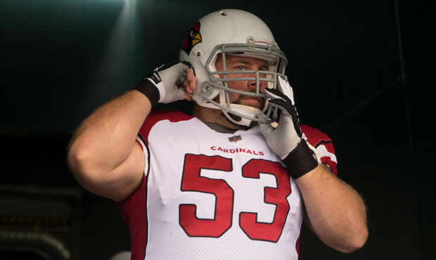 A.Q. Shipley #53 of the Arizona Cardinals walks onto the field prior to the game against the Philad...