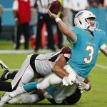 The Cardinals' 2018 first-round pick, Josh Rosen, again looks to have lost a chance to start with the Dolphins, who visit Arizona in Week 9, drafting Alabama QB Tua Tagovailoa this offseason. (AP Photo/Wilfredo Lee)