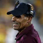 Arizona State coach Herm Edwards watches from the sideline during the first half of the team's NCAA college football game against Kent State, Thursday, Aug. 29, 2019, in Tempe, Ariz. (AP Photo/Ralph Freso)