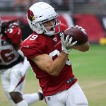 Arizona Cardinals WR Andy Isabella catches a pass during the team’s practice Sunday, Aug. 11, 2019, at State Farm Stadium. (Tyler Drake/Arizona Sports)