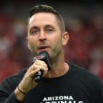 Arizona Cardinals head coach Kliff Kingsbury addresses the crowd ahead of the team’s Red and White Practice Saturday, August 3, 2019, at State Farm Stadium. (Tyler Drake/Arizona Sports)