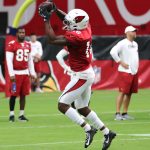 Arizona Cardinals WR Trent Sherfield catches the pass during the team’s Red and White Practice Saturday, August 3, 2019, at State Farm Stadium. (Tyler Drake/Arizona Sports)