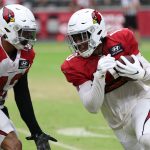Arizona Cardinals WR Chad Williams runs after the catch during the team’s practice Sunday, Aug. 11, 2019, at State Farm Stadium. (Tyler Drake/Arizona Sports)