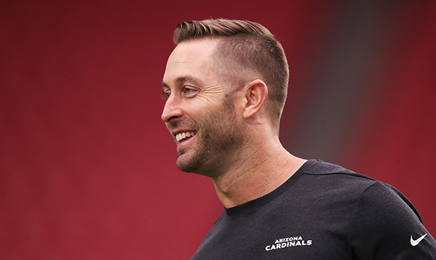Head coach Kliff Kingsbury of the Arizona Cardinals looks on prior to their game against the Detroi...