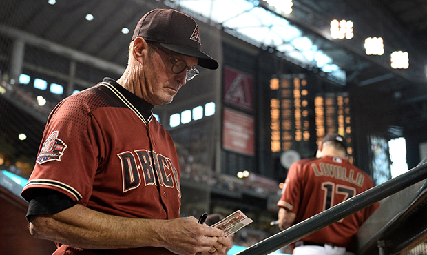 Jerry Narron #12 of the Arizona Diamondbacks during the MLB game against the San Diego Padres at Ch...