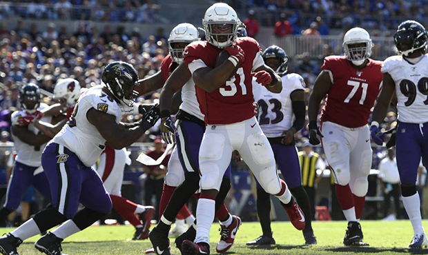 Arizona Cardinals running back David Johnson (31) scores a touchdown in the second half of an NFL f...