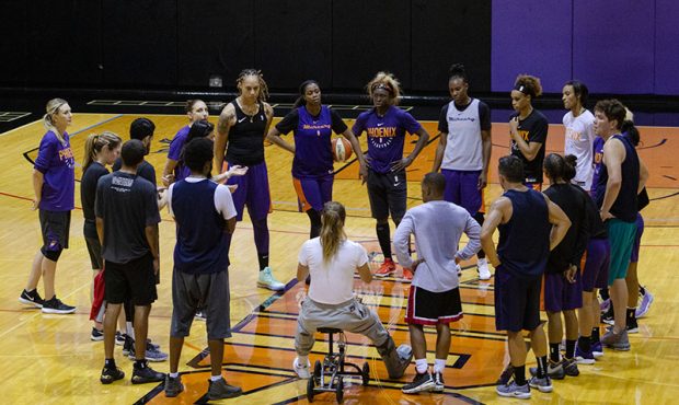 The Phoenix Mercury prepare for their first-round playoff game against the Chicago Sky. The Mercury...