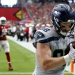 Seattle Seahawks tight end Will Dissly (88) pulls in a touchdown pass against the Arizona Cardinals during the first half of an NFL football game, Sunday, Sept. 29, 2019, in Glendale, Ariz. (AP Photo/Ross D. Franklin)