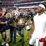 Arizona Cardinals quarterback Kyler Murray leaves the field after an NFL football game against the Seattle Seahawks, Sunday, Sept. 29, 2019, in Glendale, Ariz. The Seahawks won 27-10. (AP Photo/Rick Scuteri)