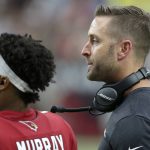 Arizona Cardinals head coach Kliff Kingsbury and quarterback Kyler Murray (1) watch during the second half of an NFL football game against the Seattle Seahawks, Sunday, Sept. 29, 2019, in Glendale, Ariz. (AP Photo/Ross D. Franklin)