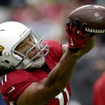 Arizona Cardinals wide receiver Larry Fitzgerald warms up prior an NFL football game against the Seattle Seahawks, Sunday, Sept. 29, 2019, in Glendale, Ariz. (AP Photo/Ross D. Franklin)