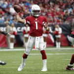 Arizona Cardinals quarterback Kyler Murray (1) throws against the Carolina Panthers during the first half of an NFL football game, Sunday, Sept. 22, 2019, in Glendale, Ariz. (AP Photo/Ross D. Franklin)