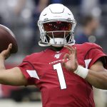 Arizona Cardinals quarterback Kyler Murray warms up prior an NFL football game against the Seattle Seahawks, Sunday, Sept. 29, 2019, in Glendale, Ariz. (AP Photo/Ross D. Franklin)
